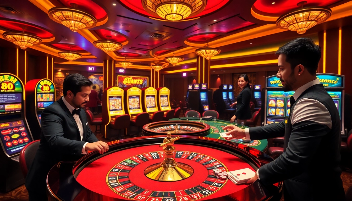 Experience the thrill of gaming at bong88 with an elegant casino setting filled with excitement.