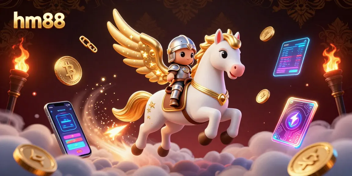 Experience thrilling gaming with hm88's celestial horse galloping through a vibrant crypto world.
