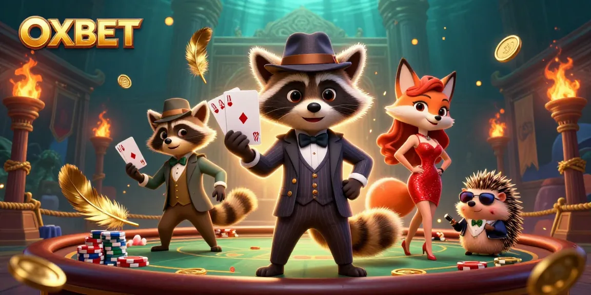 Experience thrilling poker action at OXBET with charismatic characters and vibrant casino elements.