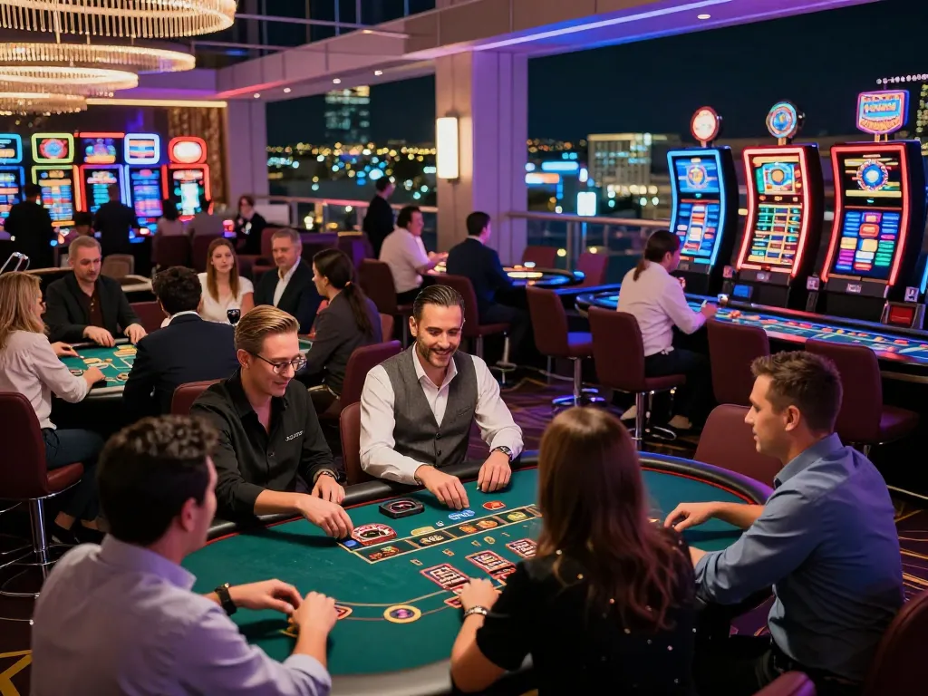 Enjoy exciting moments at https://gg88.shop/ with players celebrating their wins at a vibrant casino floor