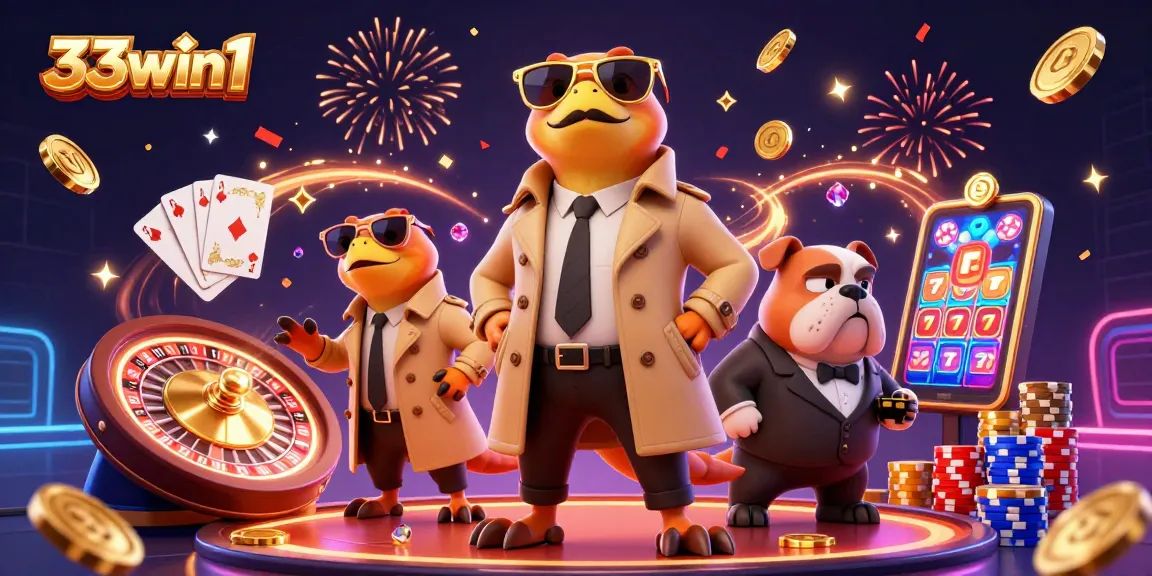 Experience thrilling casino action with 33win1 raptors sneaking into VIP lounge amidst coins and sparkling gems.