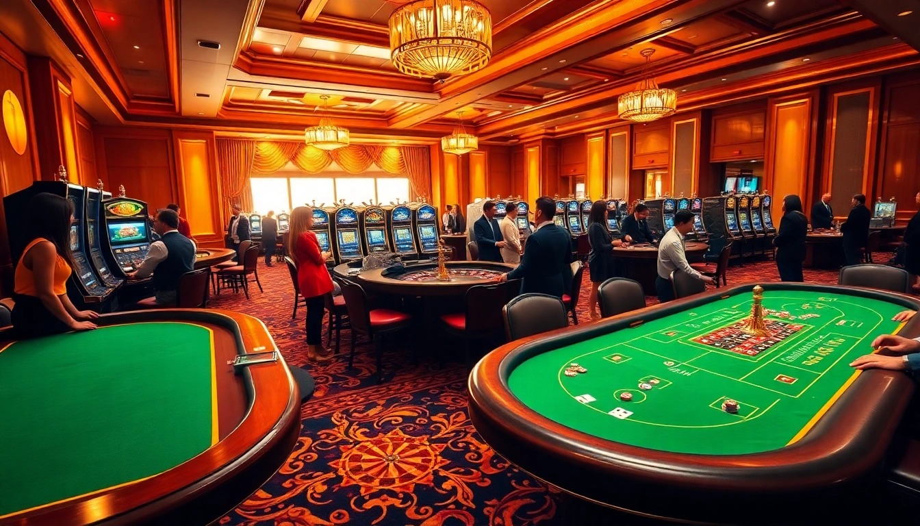 Experience thrilling gameplay at sunwin casino with elegant tables, vibrant colors, and engaging players.