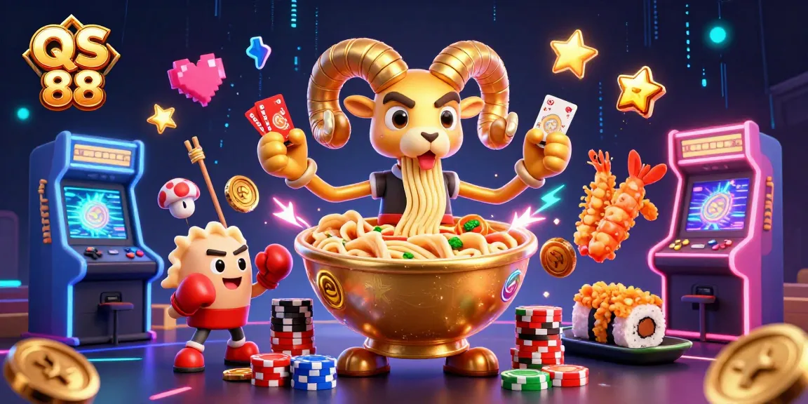 Experience the dynamic gaming action of QS 88 with animated characters and vibrant casino elements.