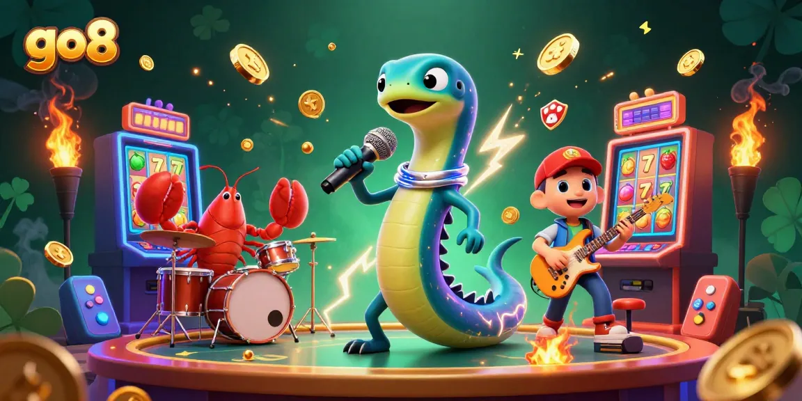 Experience thrilling gameplay with go8's electric eel DJ and vibrant casino elements.