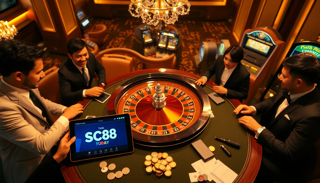 Experience high-stakes gaming excitement at https://sc88.today/ with vibrant roulette and poker scenes.