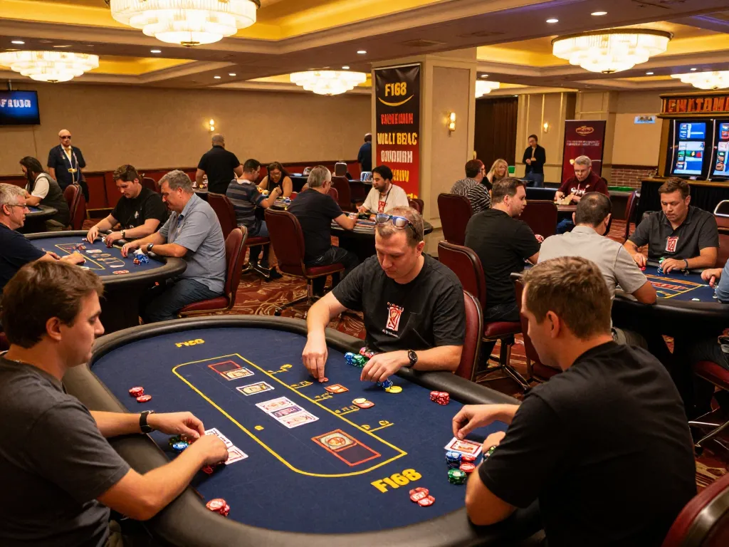 Players enjoying a thrilling game night at F168 casino tables, showcasing the excitement of gambling action.