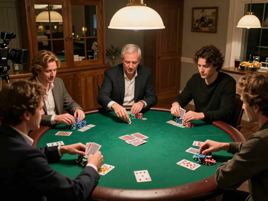 Experience thrilling gameplay at cm88 poker night with friends, showcasing chips and cards.