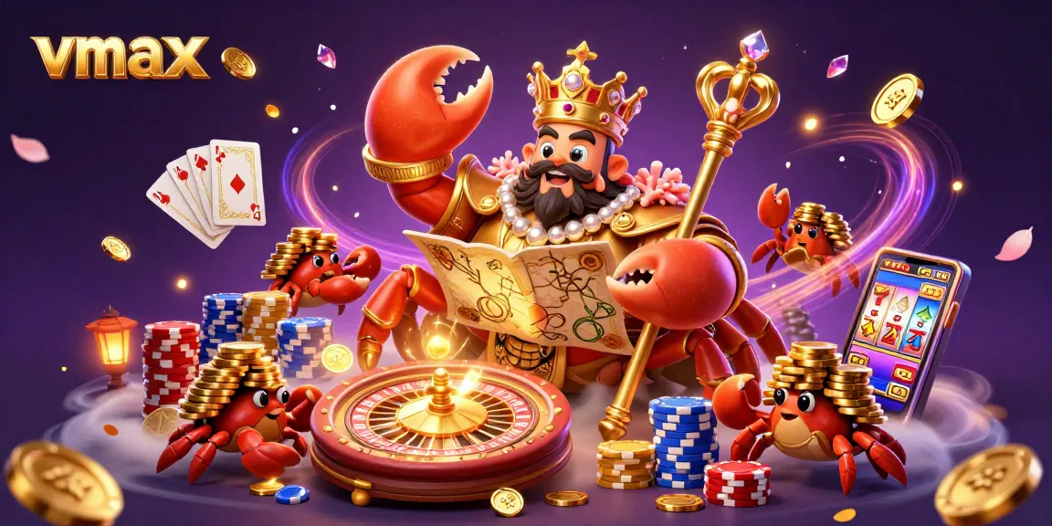 Experience thrilling gameplay with vmax in this dynamic casino scene featuring a golden crab emperor.