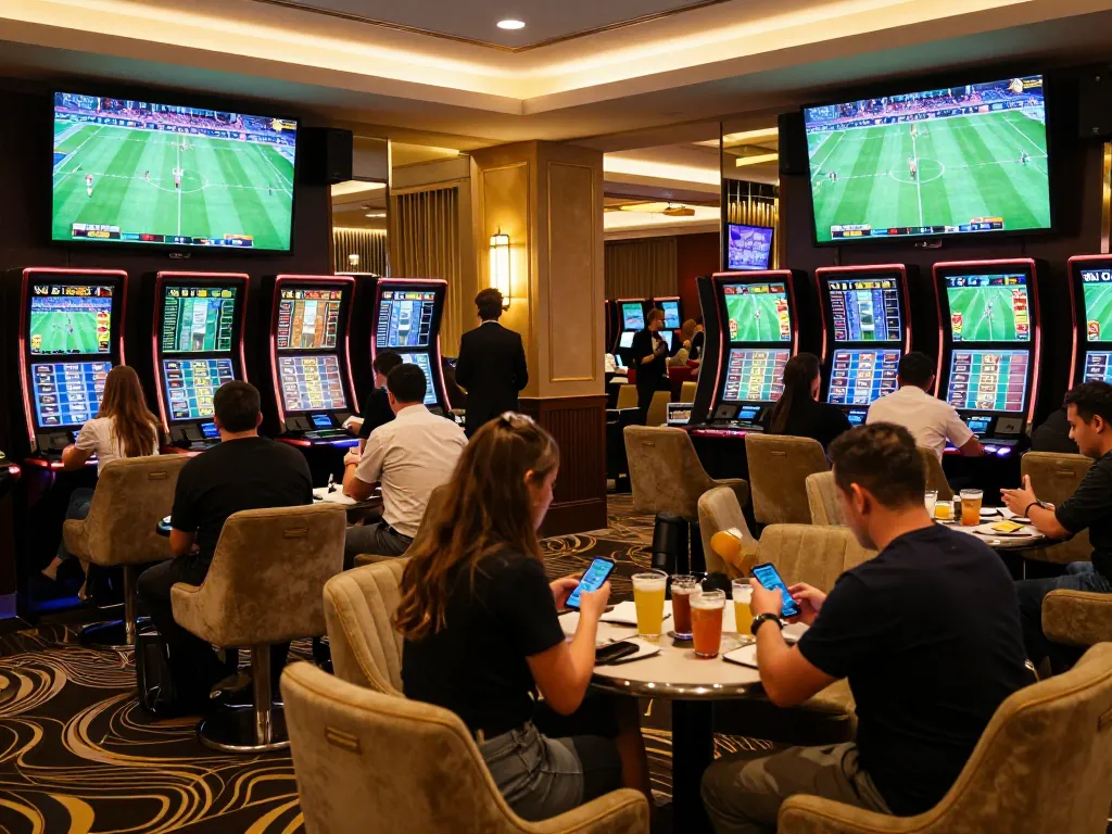 Betting excitement at 88club's vibrant sports area as players check live odds during a game.