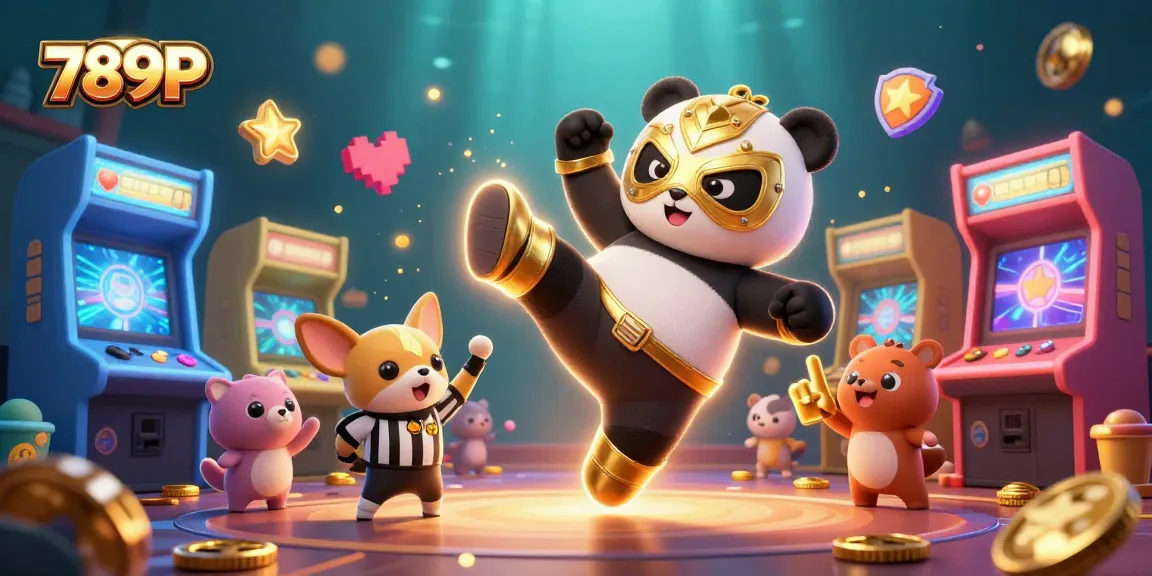 Experience exhilarating gameplay with 789P, as a flying panda wrestler dazzles in this vibrant casino scene.