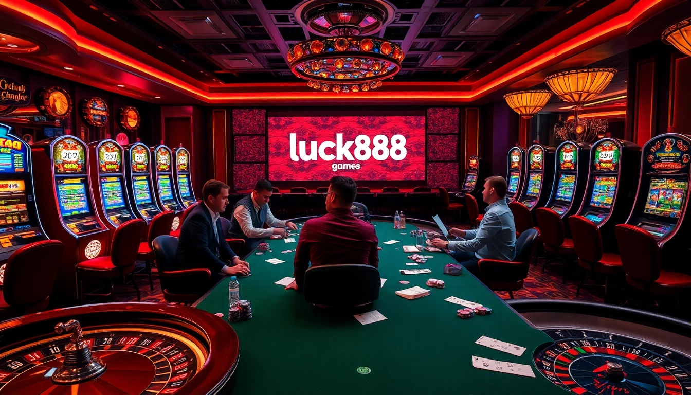 Experience luxury gaming at https://luck88.games/ with poker chips and vibrant slot machines.