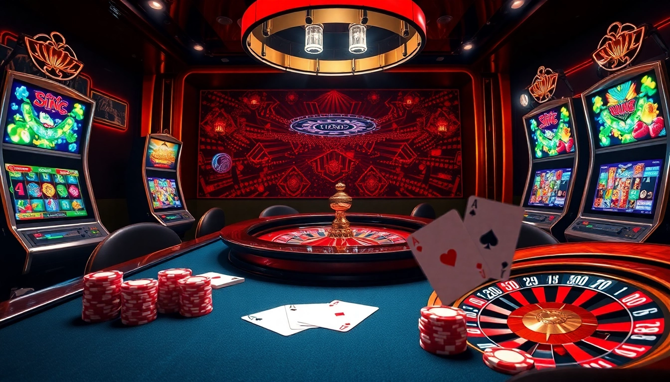 Experience thrilling gambling action at SIN88 with colorful poker chips and a roulette wheel.