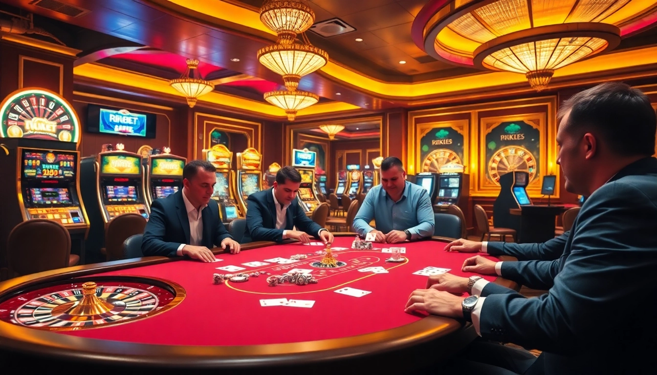 Experience the thrill of rikbet at a luxurious poker table in a vibrant casino setting.