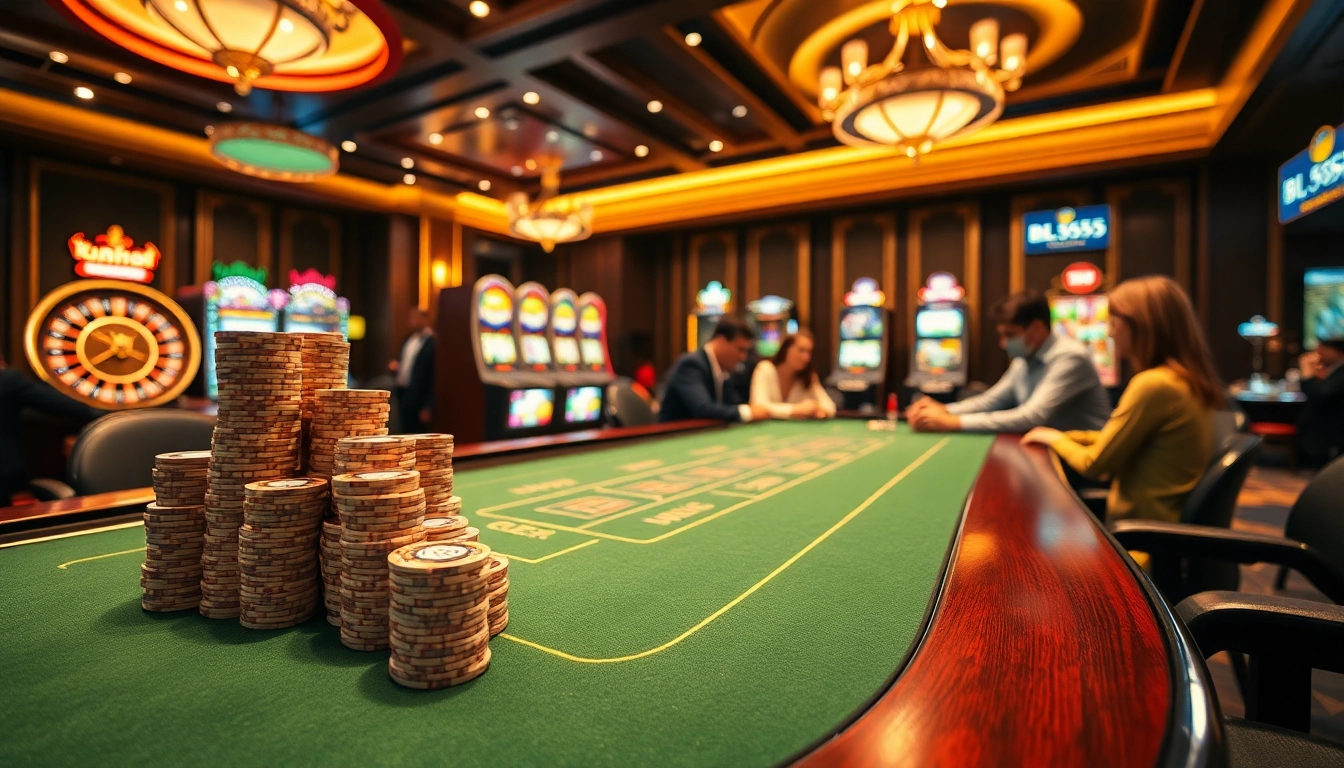 Exciting poker game at BL555 casino featuring vibrant tables and thrilling gameplay.