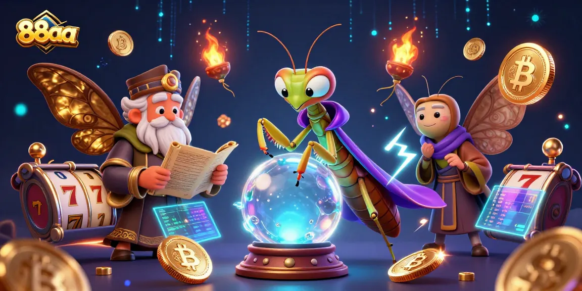 Experience immersive gambling with 88aa’s dynamic casino elements and mystical characters in this vibrant 3D illustration.