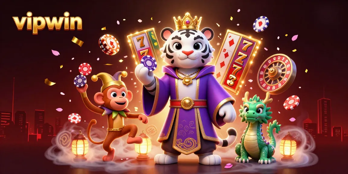 Engage with vipwin's vibrant casino experience featuring dynamic characters and lively gaming elements.