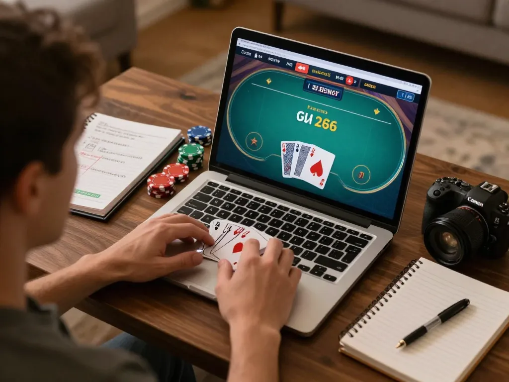 Onbet player strategizing their poker game at home, enhancing skills and excitement.