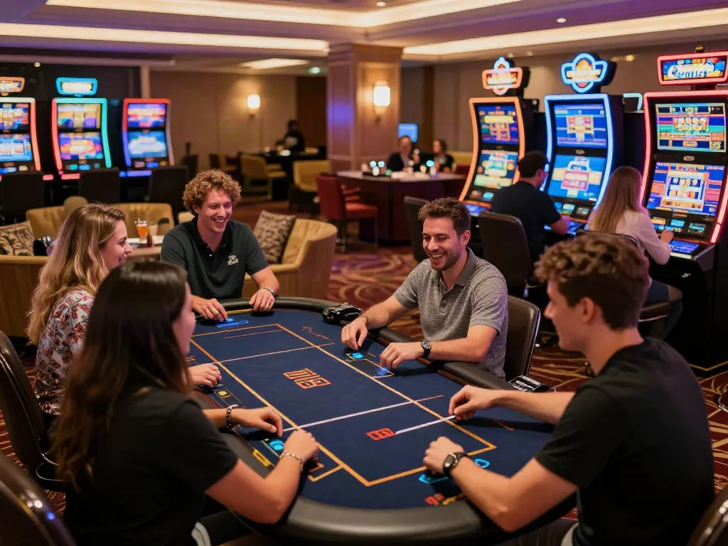 Players exploring casino not on gamstop with vibrant gaming atmosphere and stylish decor.