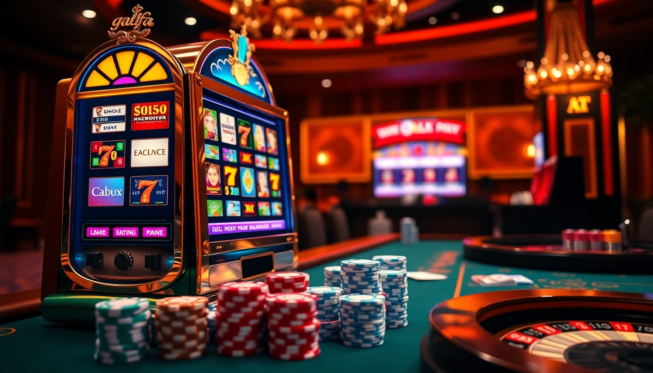 Players enjoying big wins with qqalfa slot machines amidst a vibrant casino atmosphere.