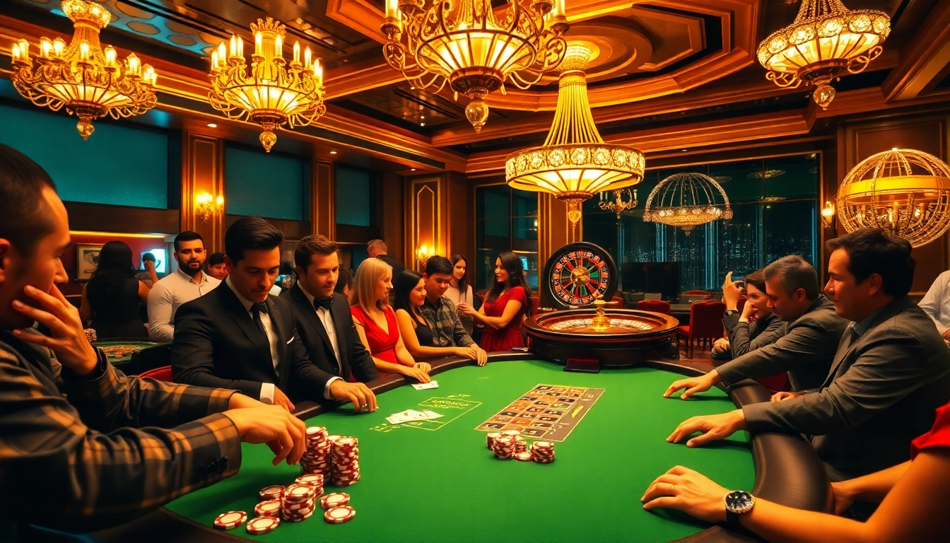 Exciting poker action at a table found on https://febet4.art/ with vibrant chips and focused players.