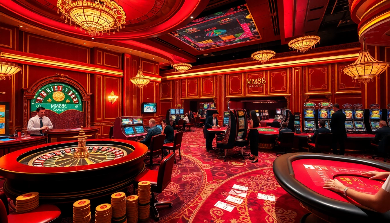 ExperienceMM88 casino excitement with engaging slots, roulette, and animated players.