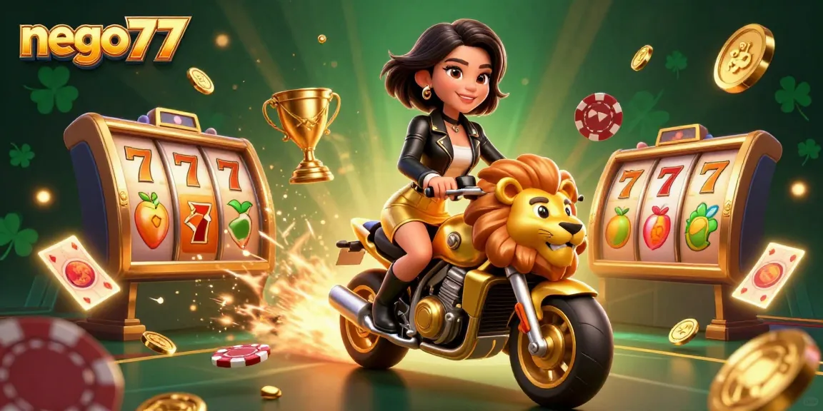 Nego77 offers smooth login access with vibrant gaming experiences and exciting slot dynamics in a colorful illustration.