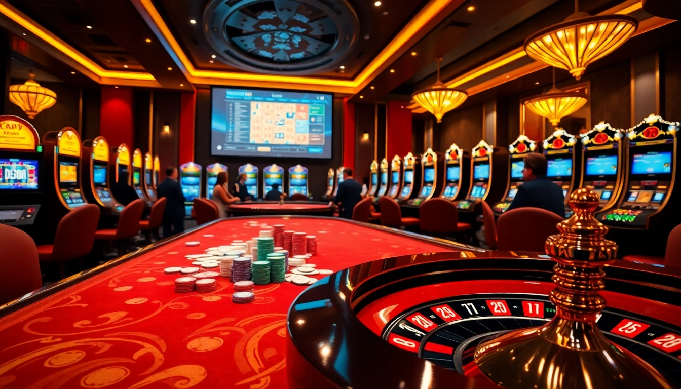 Experience high-stakes gambling at https://789wincomm.com/ with vibrant casino tables and slot machines.
