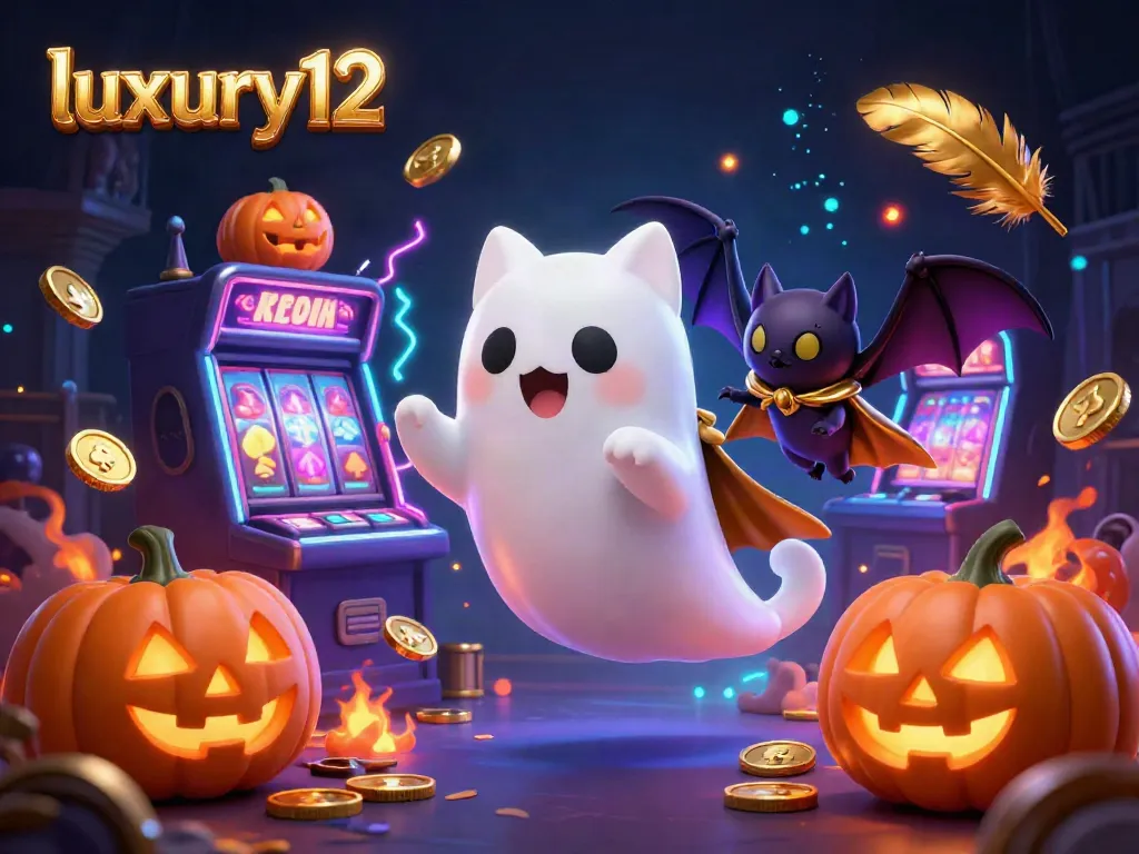 Experience the thrilling world of luxury12 as cartoon ghost cats and vampire bats engage in a haunted casino adventure.