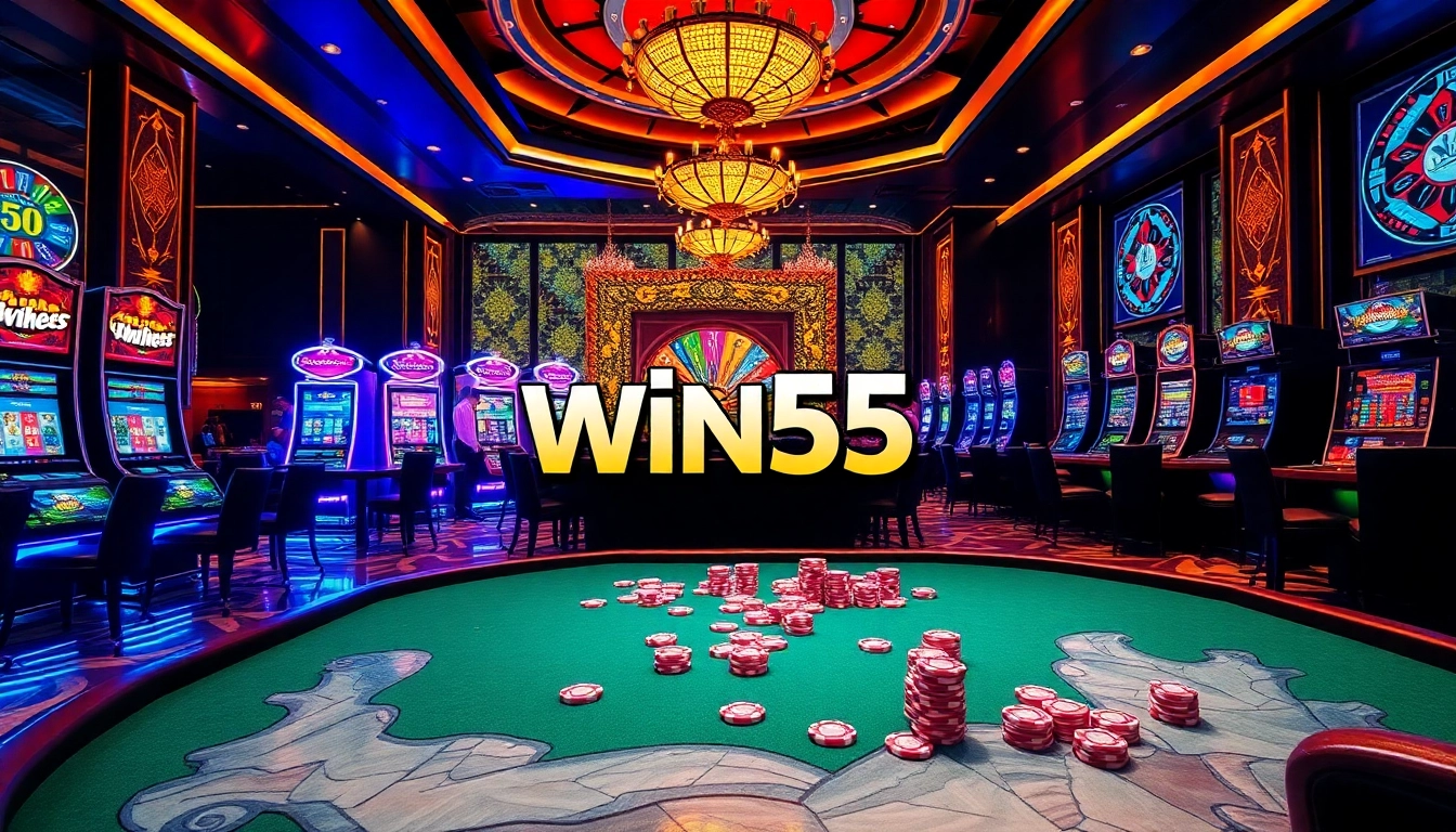Win55 casino players enjoying a luxurious gaming experience at the table.