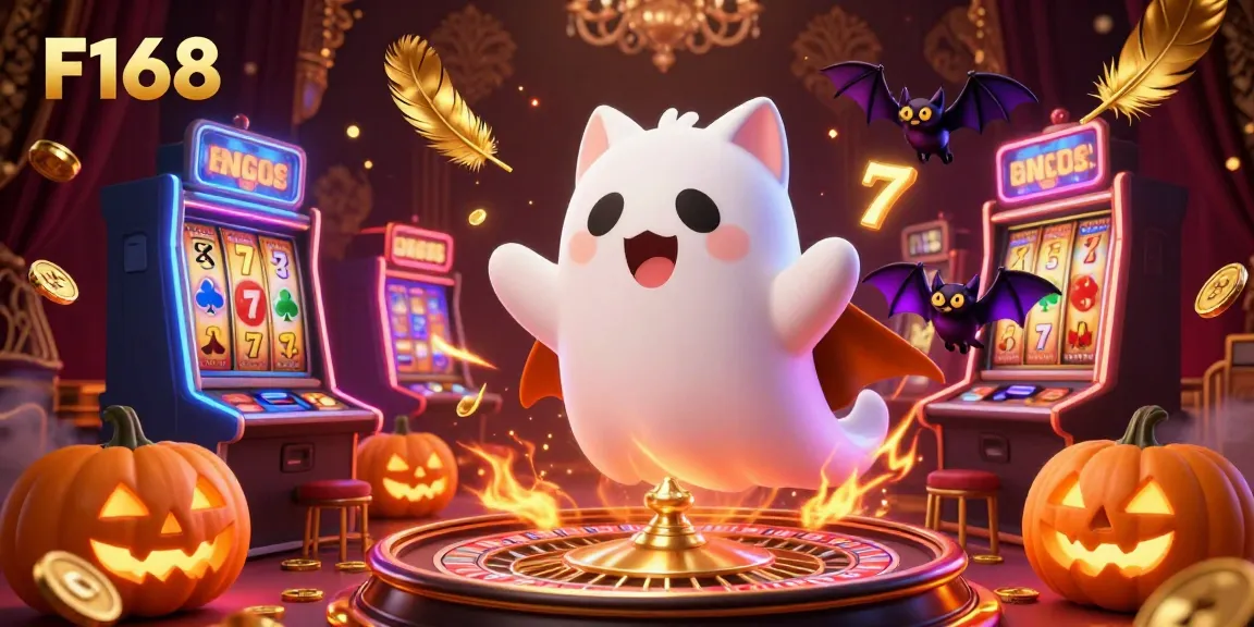 Experience the thrill of F168 with ghost cat and bat at a vibrant casino adventure.