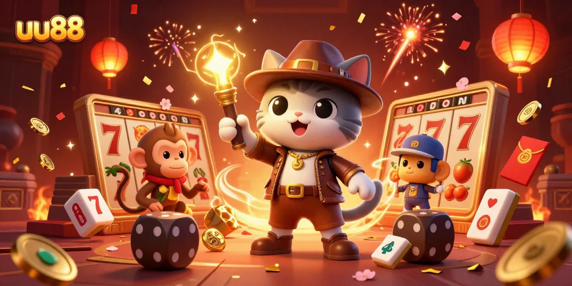Engage with uu88 in a vibrant 3D casino adventure filled with golden reels and lucky symbols.