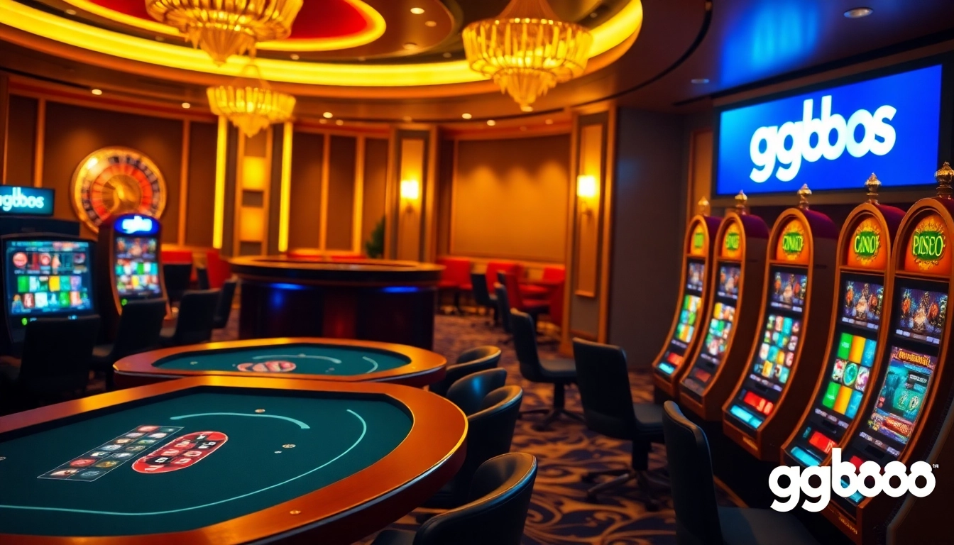 Engaging scene of gg88 casino table games with vibrant slots, showcasing excitement and professionalism.
