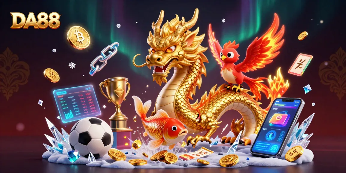 DA88 showcases thrilling sports betting action with a dynamic dragon and phoenix illustration.