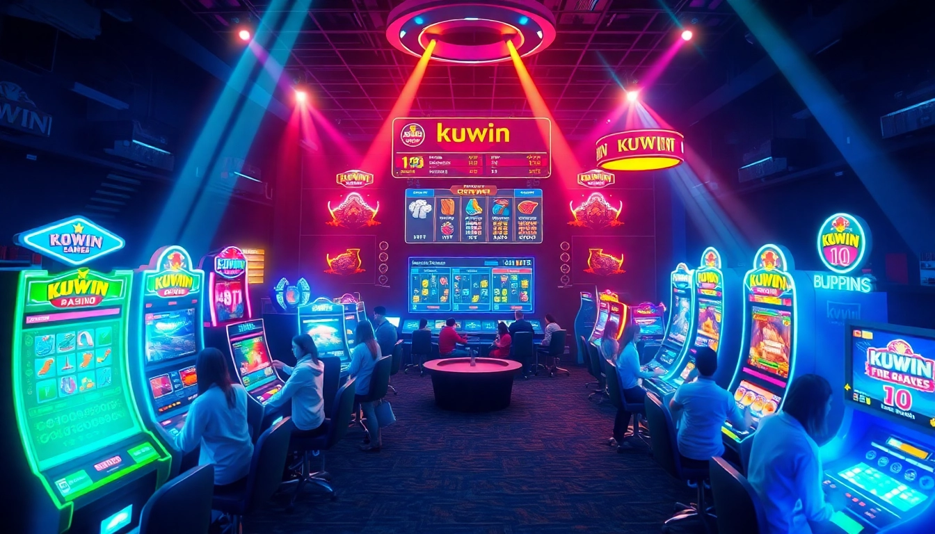 Kuwin online gaming casino scene with vibrant visuals and dynamic players.