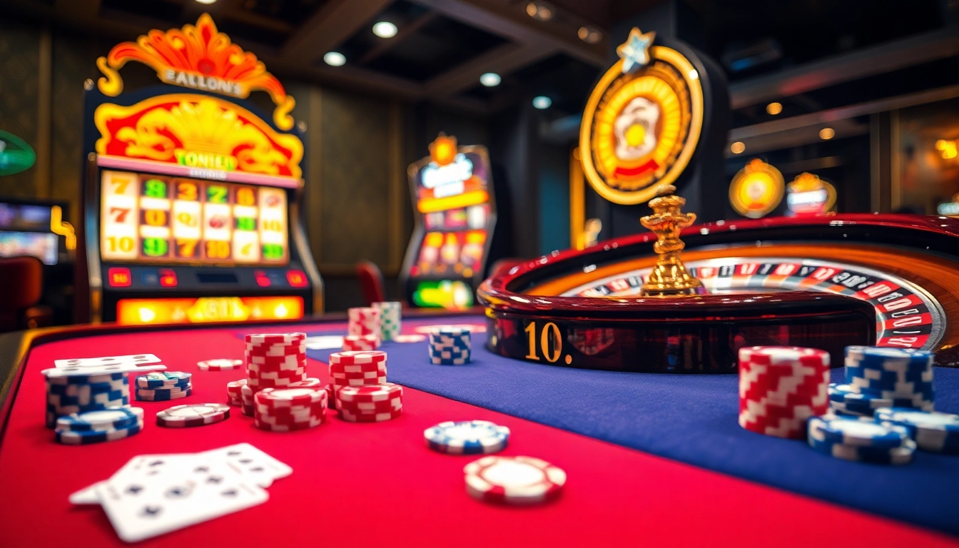 Experience thrilling gambling action with the 123b casino environment featuring poker tables and slot machines.