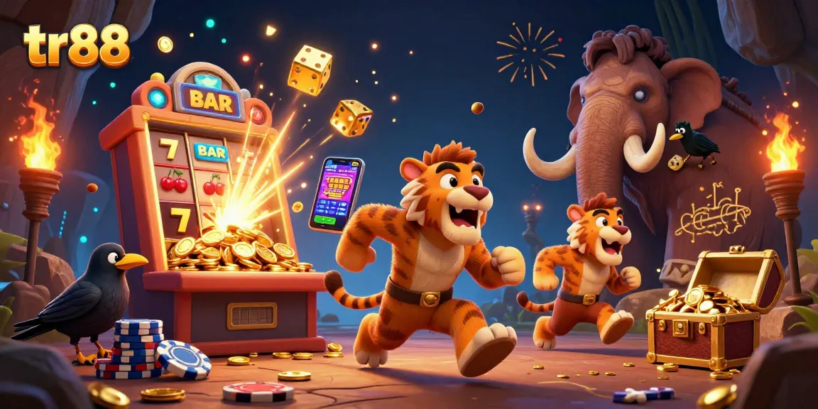 Experience tr88 at a vibrant prehistoric casino with engaging characters and thrilling game elements.
