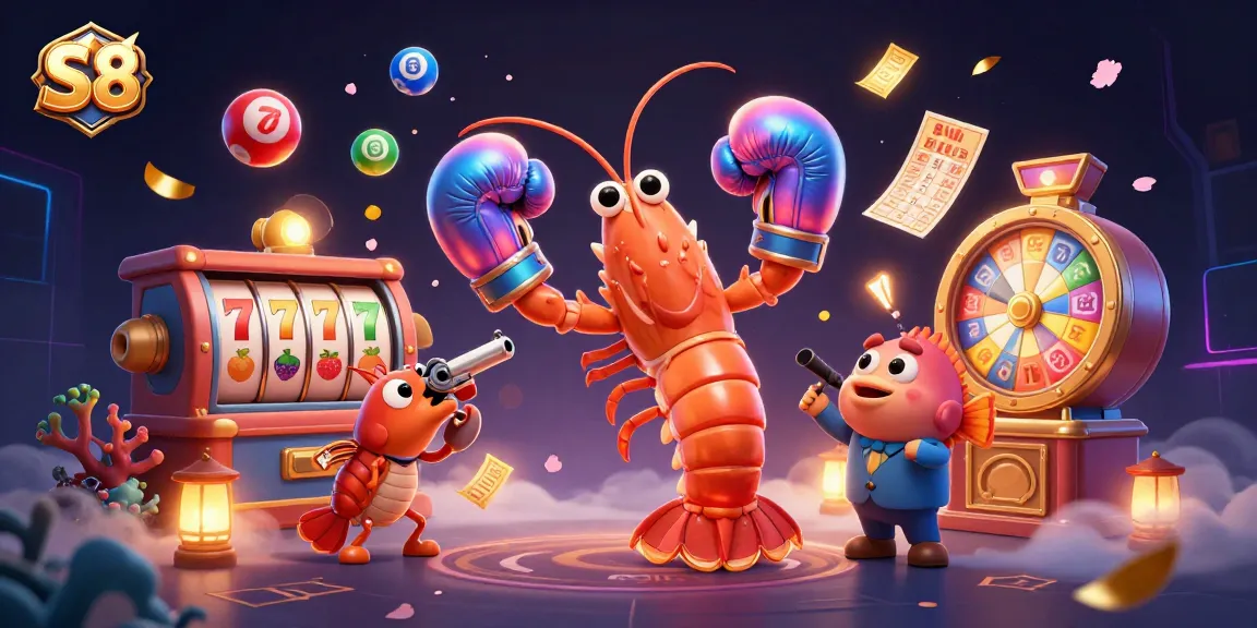 Engage with S8's thrilling lottery atmosphere as colorful balls and prizes illuminate the scene.