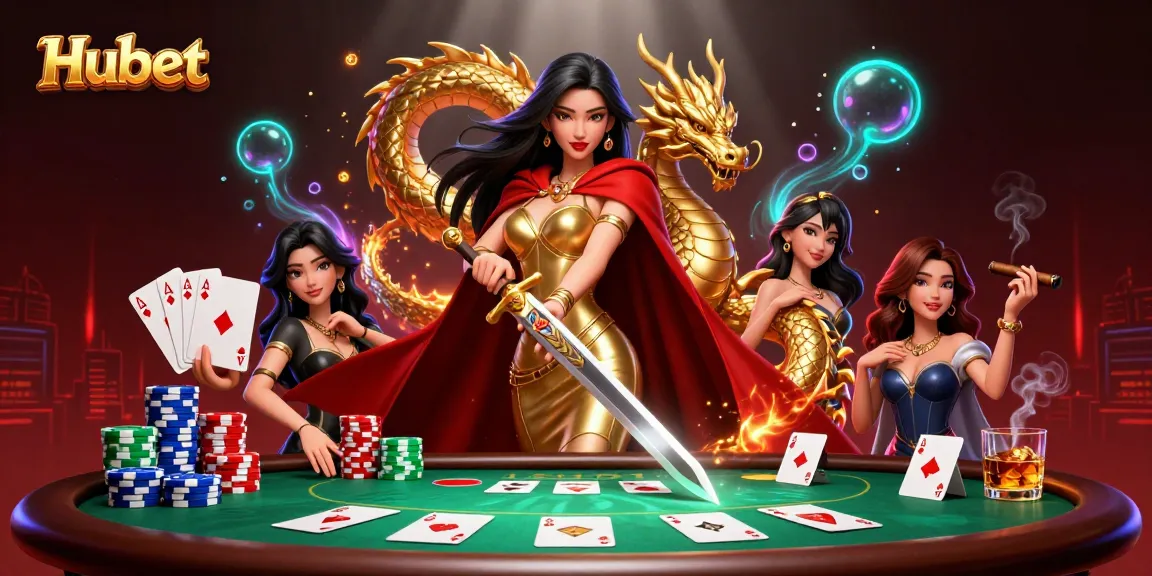 Engage in thrilling poker action with Hubet at a vibrant casino scene.