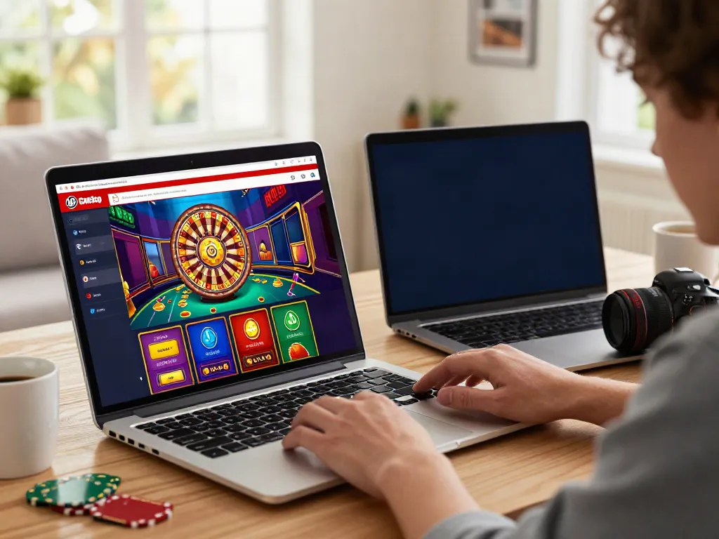 Engaging player using a non GamStop casino site with fast payout options on a laptop