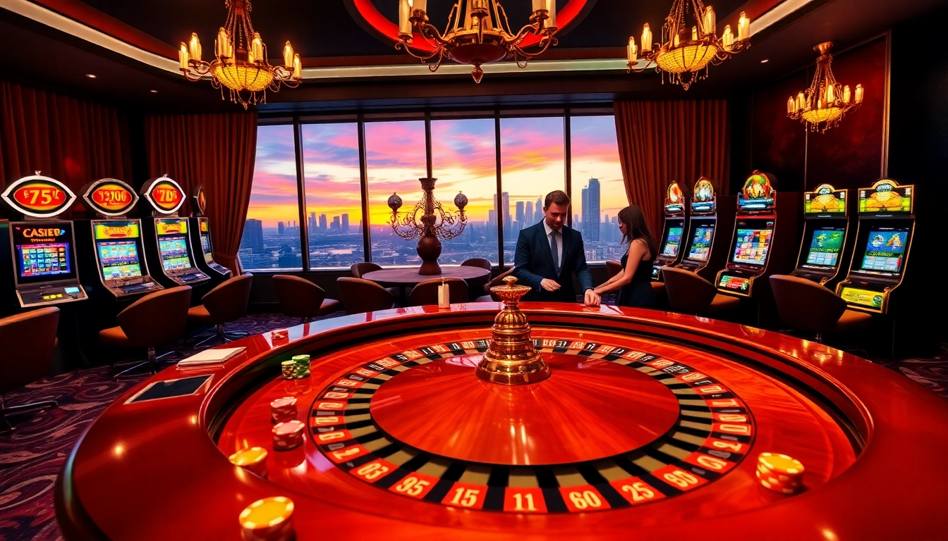 Gambling excitement at https://88ii88.com/ with vibrant casino visuals and dealers at the roulette table.