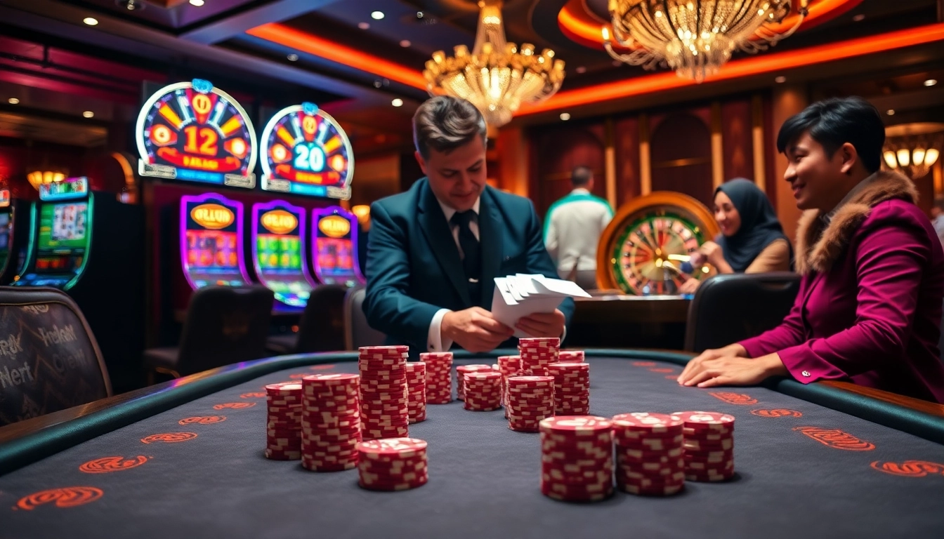 Experience high-stakes poker excitement with tt88 in a lavish casino environment.