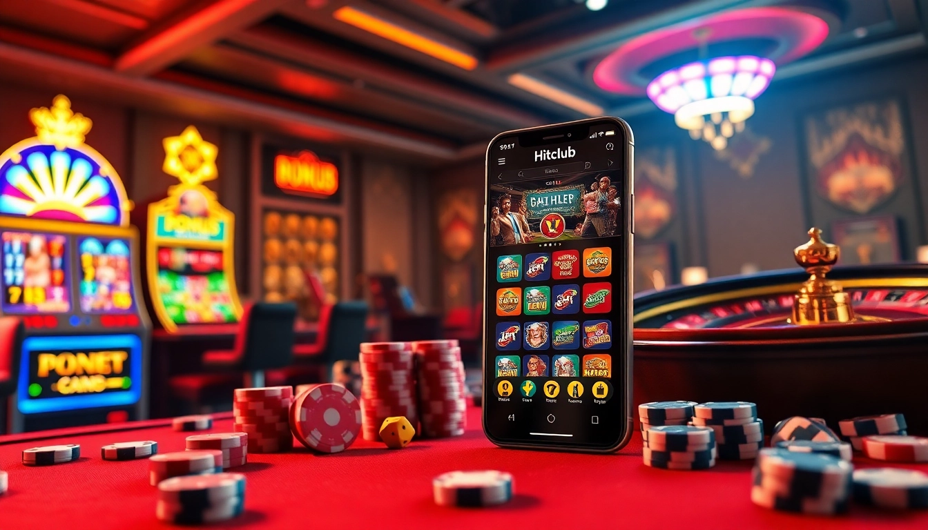 Engage in thrilling experiences at Hitclub trang chủ with vibrant casino visuals showcasing games and bonuses.