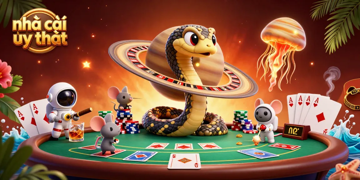 Experience thrilling gaming at nhà cái uy tín with poker games and vibrant cosmic characters.
