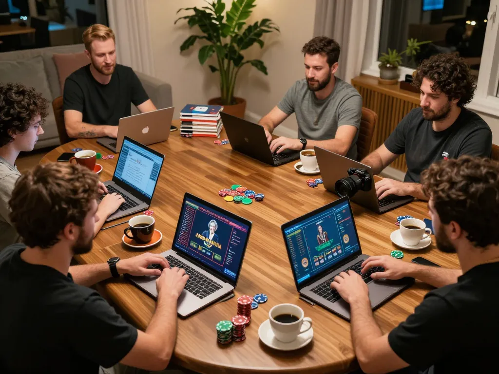 Players enjoying thrilling fly88 blackjack games at home, showcasing interaction with live dealer.