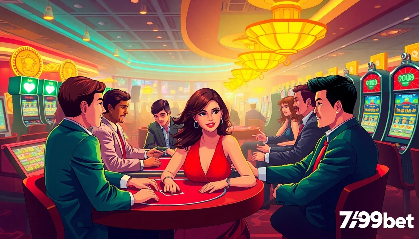 Exciting online casino experience at 789bet with diverse players enjoying poker and slot games.