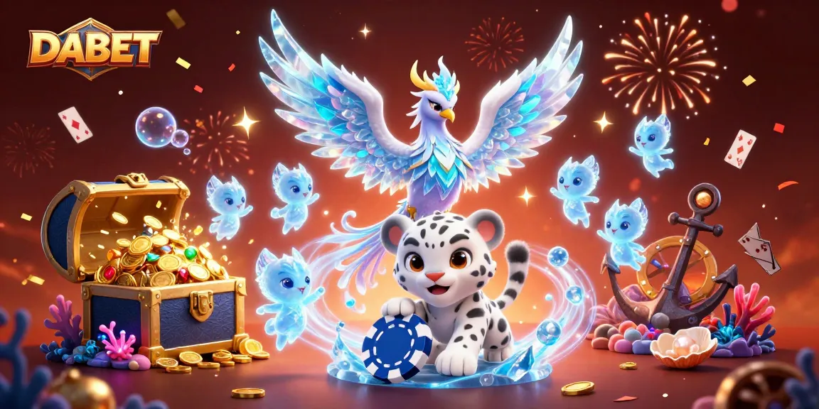 DABET captivates with a vibrant 3D illustration featuring an ice phoenix and poker chip
