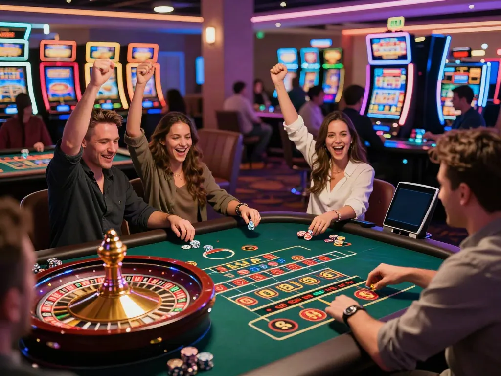Exciting casino not on gamstop gaming experience with players enjoying roulette and vibrant atmosphere.