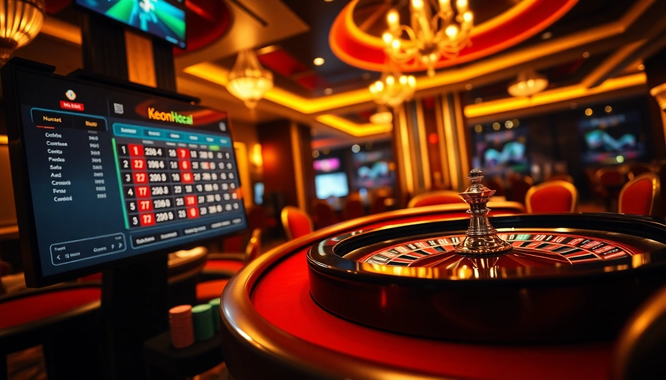 Experience the thrill of keonhacai betting with vibrant casino graphics and online wagering elements.