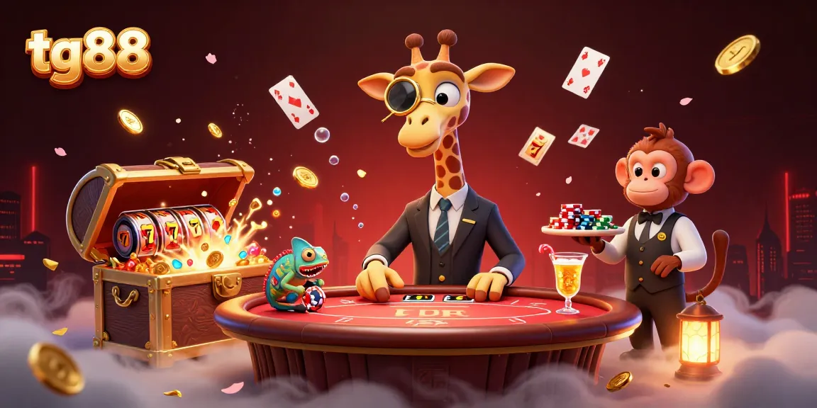 Experience thrilling gameplay with tg88 in a vibrant online casino scene featuring a giraffe and friends.
