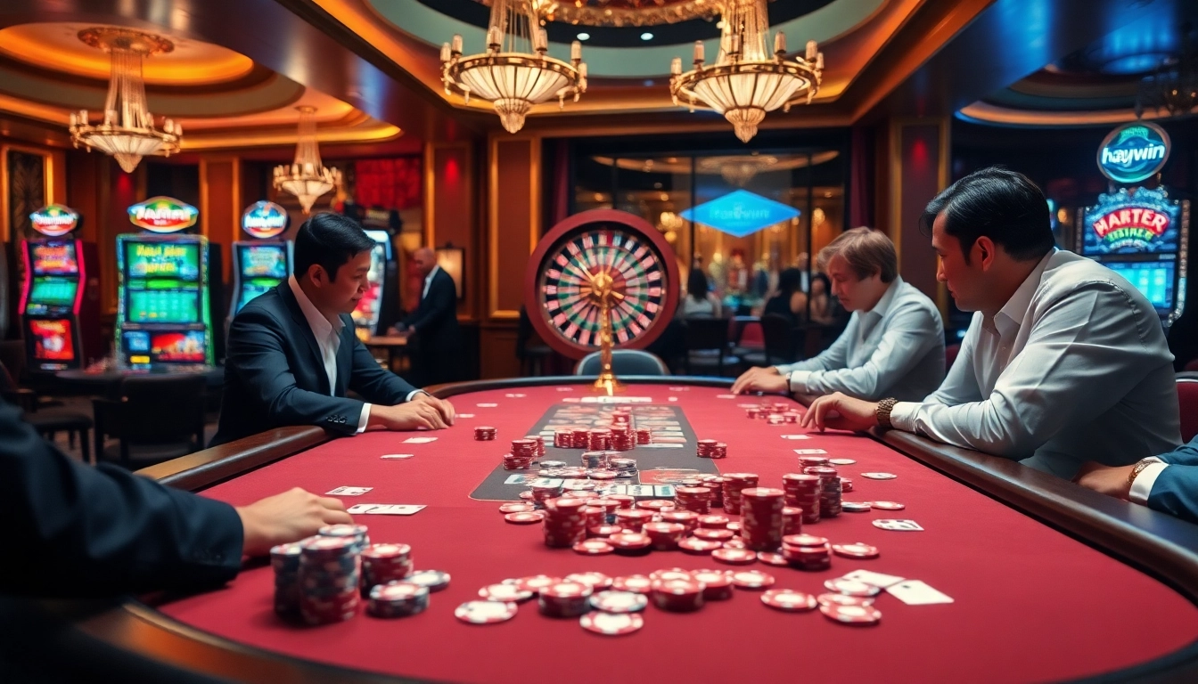Experience the thrill of haywin at a vibrant poker table with colorful chips and cards.